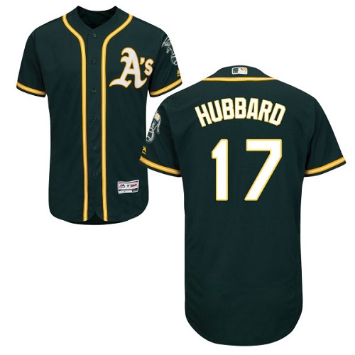 Athletics #17 Glenn Hubbard Green Flexbase Authentic Collection Stitched MLB Jersey - Click Image to Close